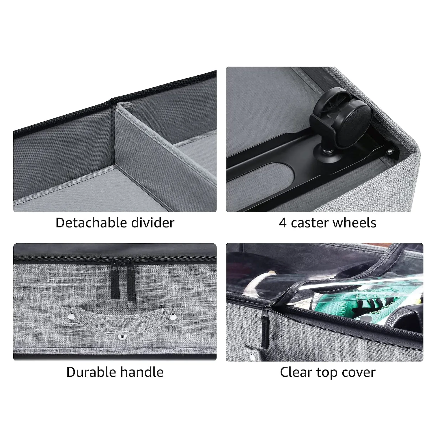 storageLAB Under bed storage with wheels transparent top cover and steel elements