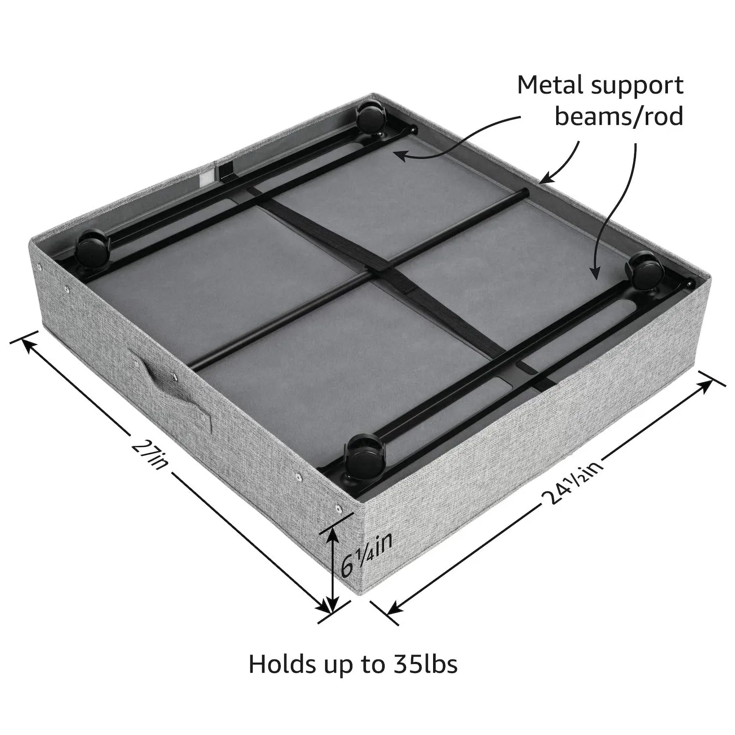 storageLAB Under bed storage with wheels transparent top cover and steel elements