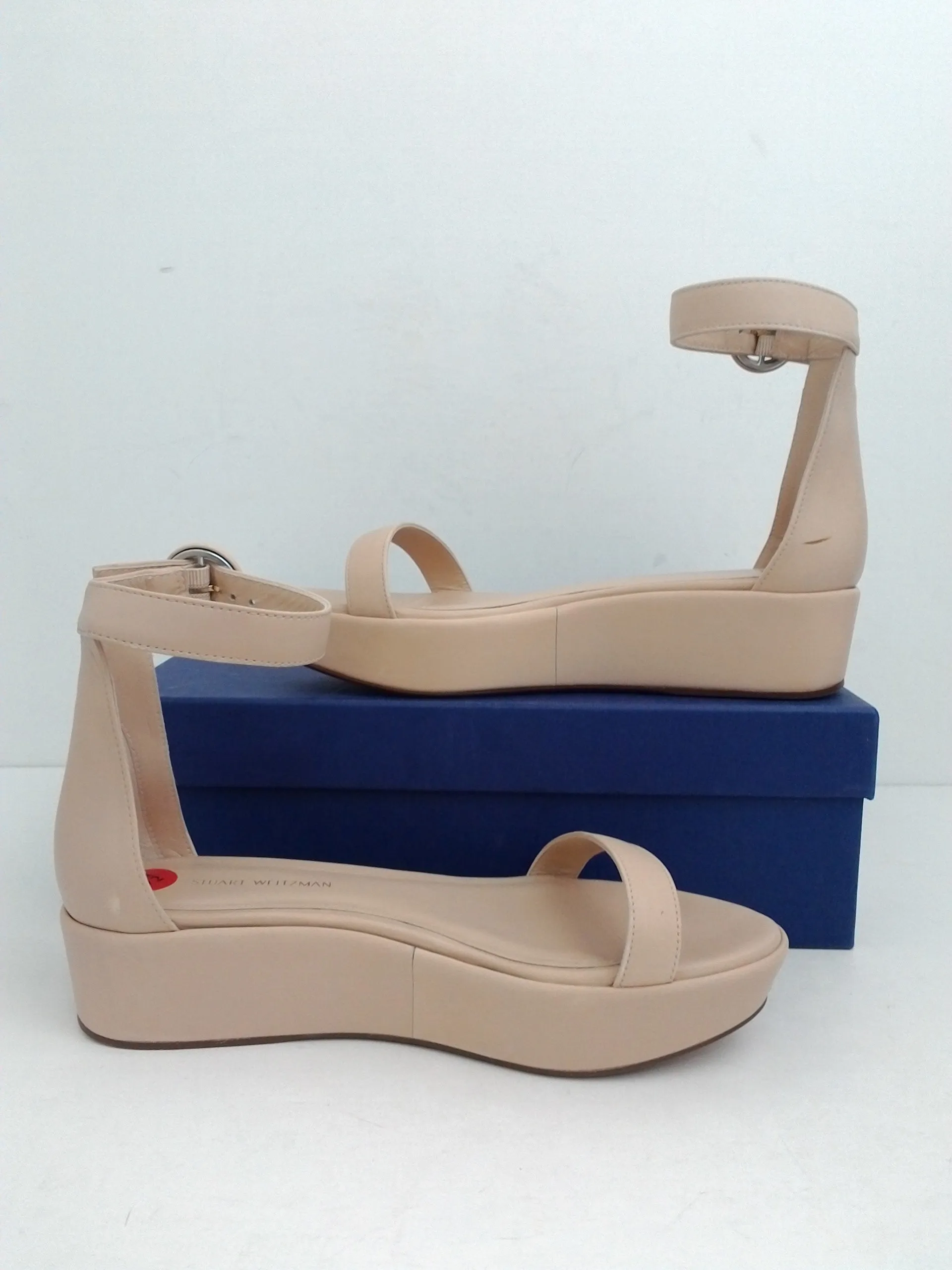 Stuart Weitzman Women's Capri Fawn Cush Nappa Nude Platform Sandal Size 6.5 M