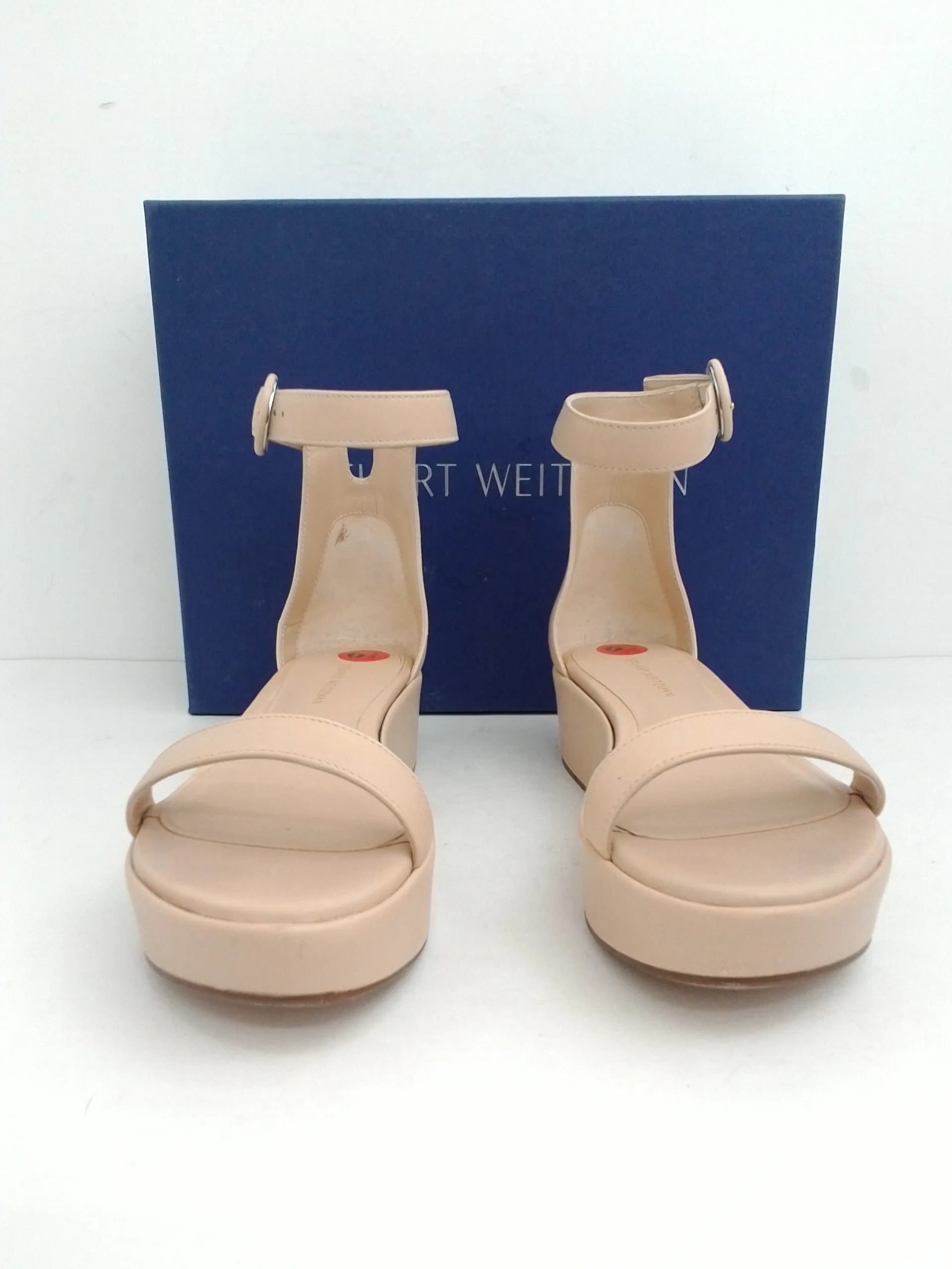 Stuart Weitzman Women's Capri Fawn Cush Nappa Nude Platform Sandal Size 6.5 M