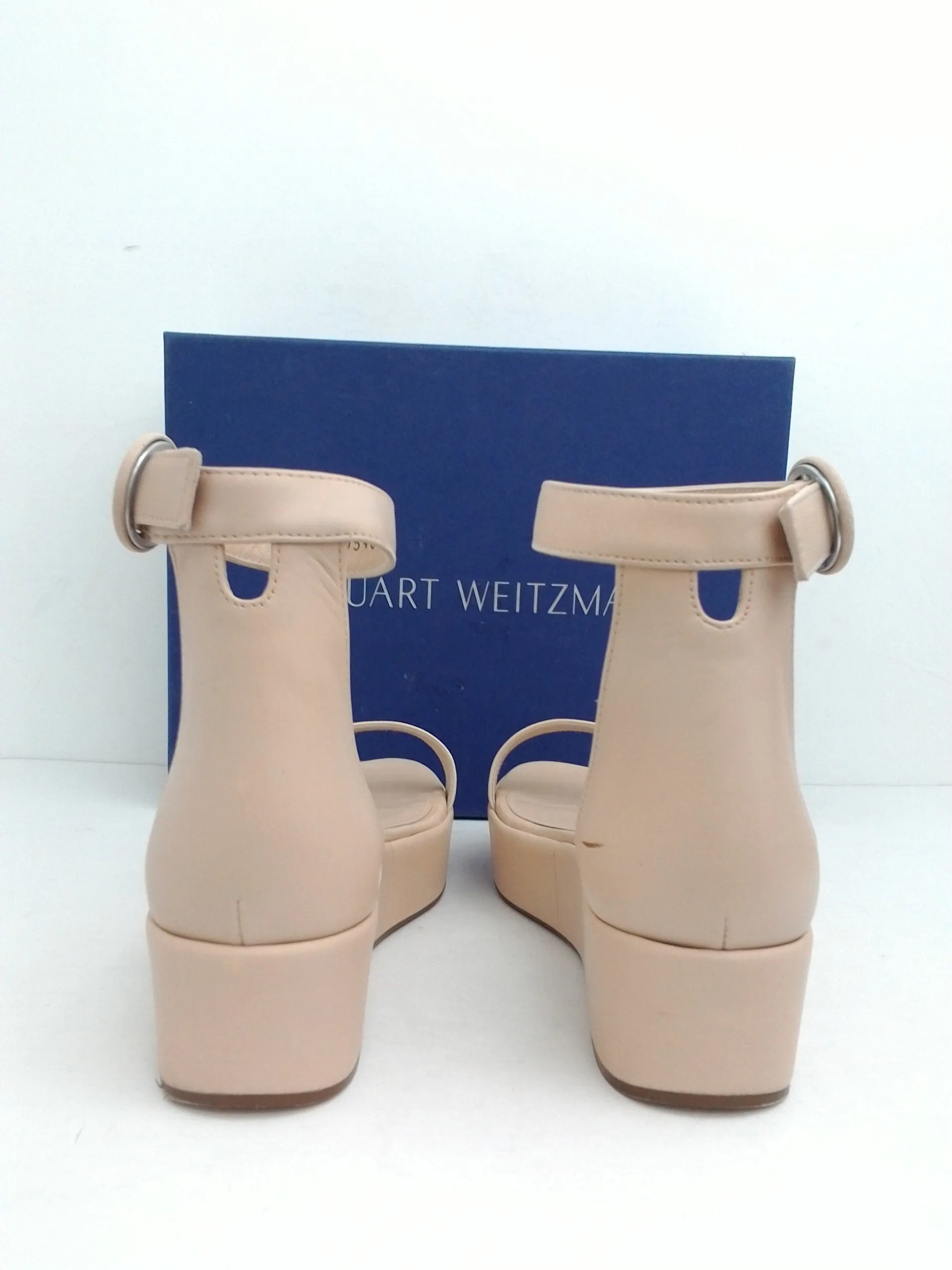 Stuart Weitzman Women's Capri Fawn Cush Nappa Nude Platform Sandal Size 6.5 M