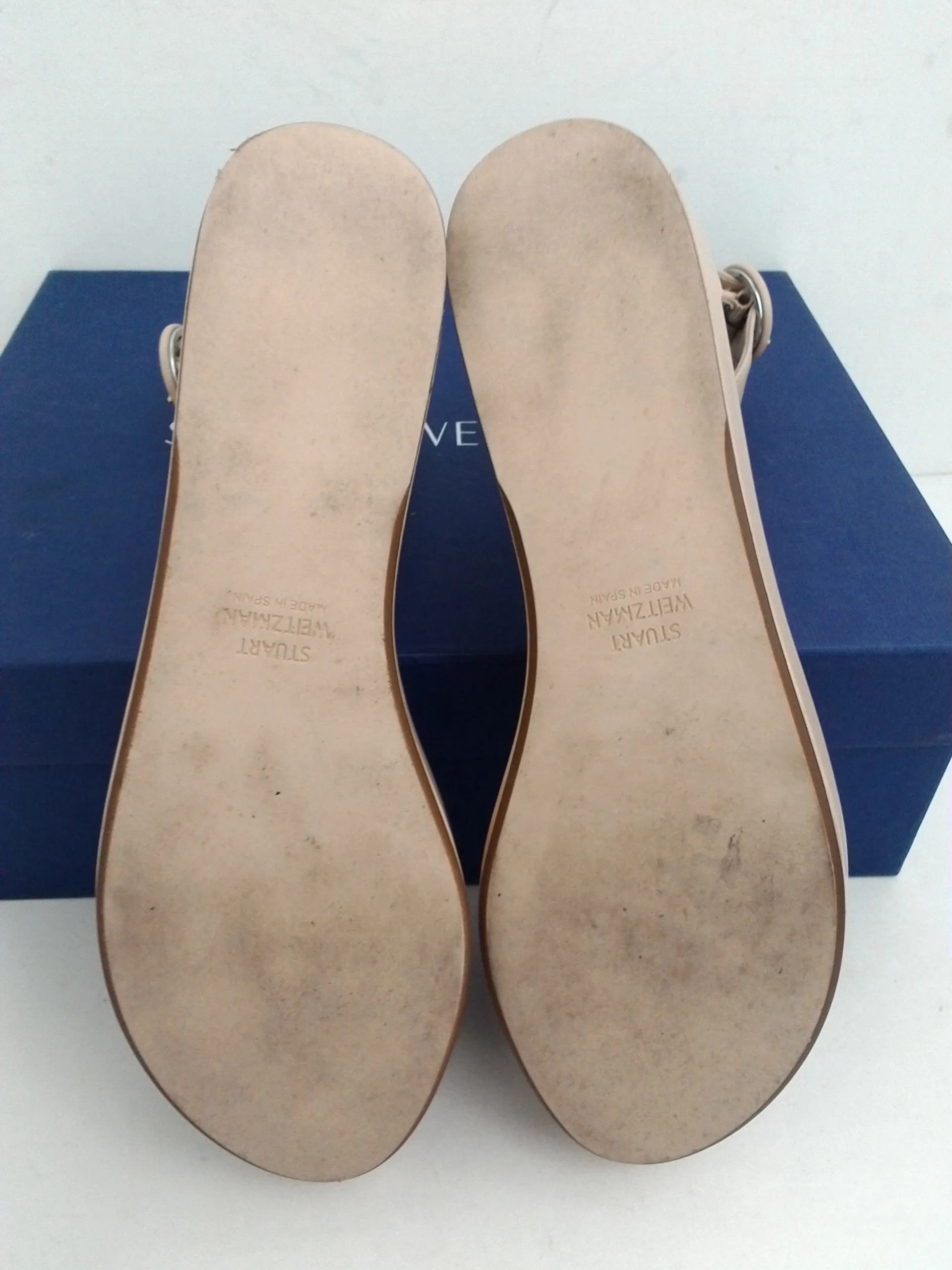 Stuart Weitzman Women's Capri Fawn Cush Nappa Nude Platform Sandal Size 6.5 M