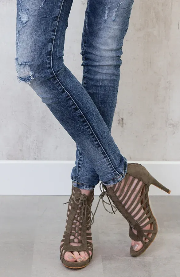 Suede Gladiator Heels Army