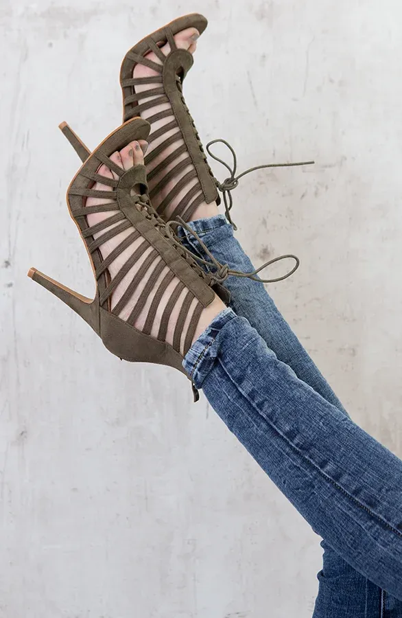 Suede Gladiator Heels Army