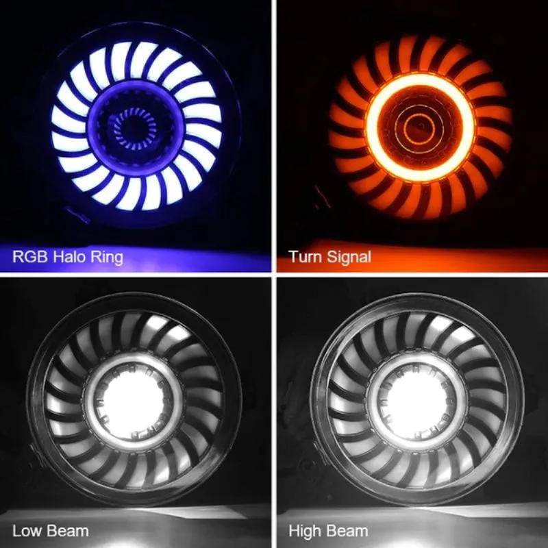 Suparee 9" Jeep RGBW LED Headlights with 3D Lens for 2018  Wrangler JL & Gladiator JT