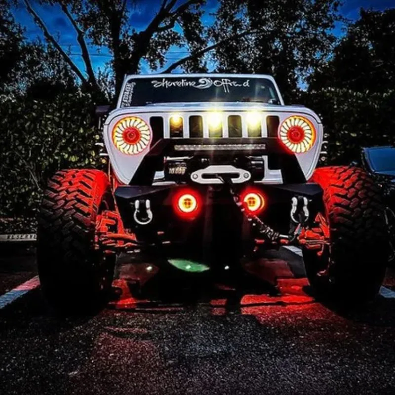 Suparee 9" Jeep RGBW LED Headlights with 3D Lens for 2018  Wrangler JL & Gladiator JT