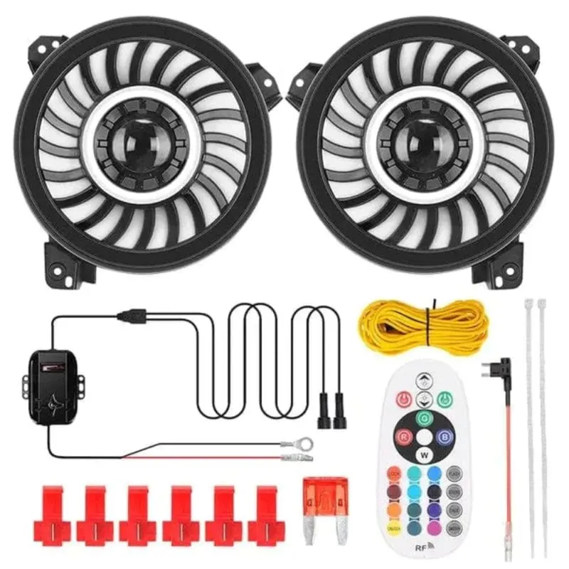 Suparee 9" Jeep RGBW LED Headlights with 3D Lens for 2018  Wrangler JL & Gladiator JT