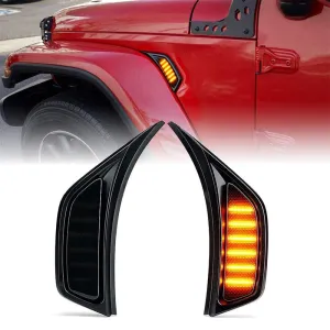 Suparee Jeep LED Side Marker Lights with Smoke Lens for 2018  Wrangler JL & Gladiator JT