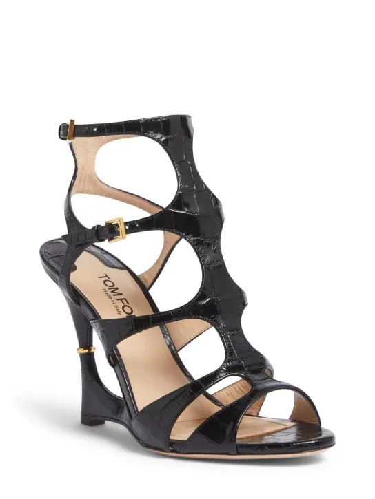 Tom Ford   105mm Paradis croc embossed sandals 