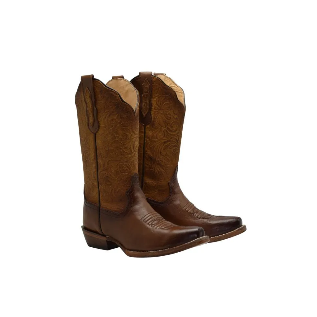 TT 301 Women Snip Toe Cowgirl Boots Honey Plain