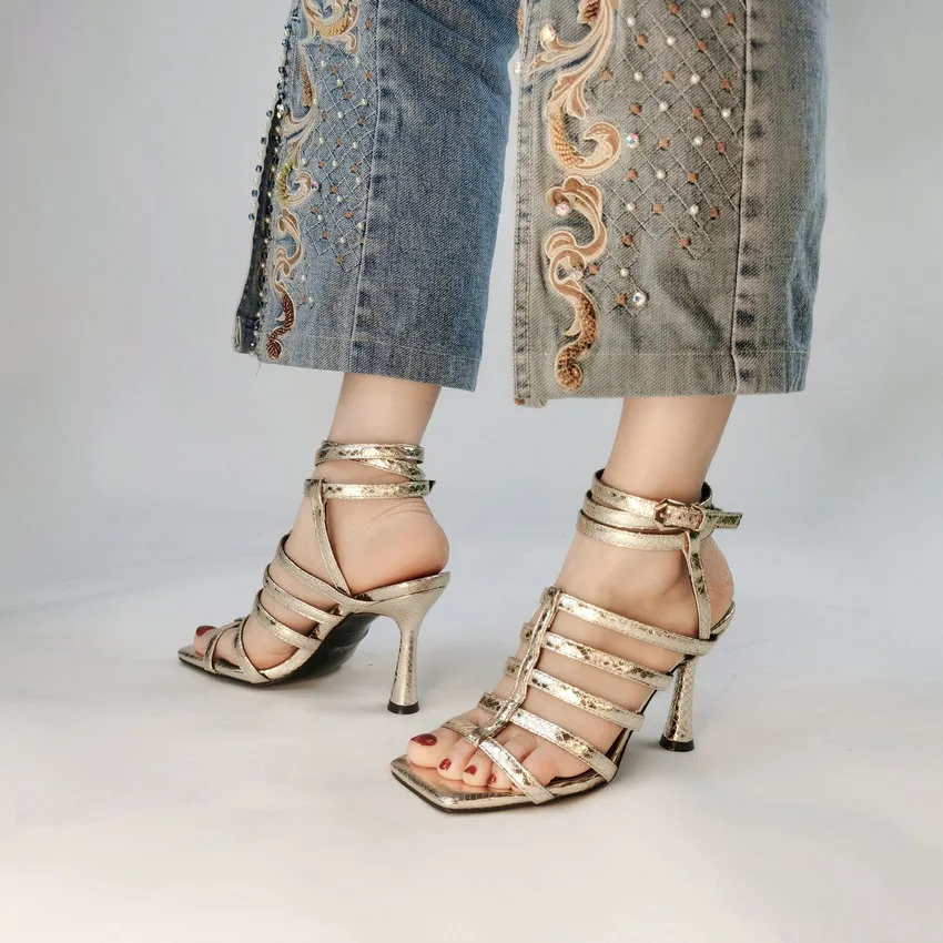 USS Shoes Amara Women's Thin High Heel Ankle Strap Sandals