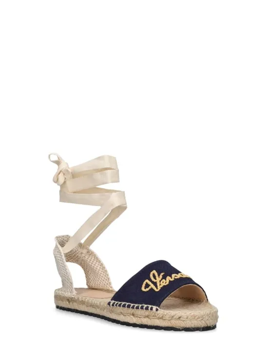 Versace   Logo embroidered espadrille sandals 