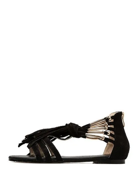 Vintage Fringed Gladiator Flat Sandals