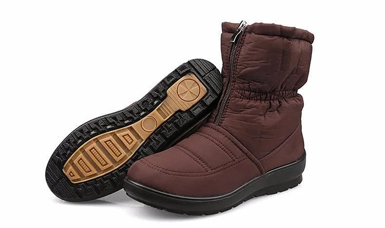 Waterproof fur lining snow boots anti-slip women's winter boots