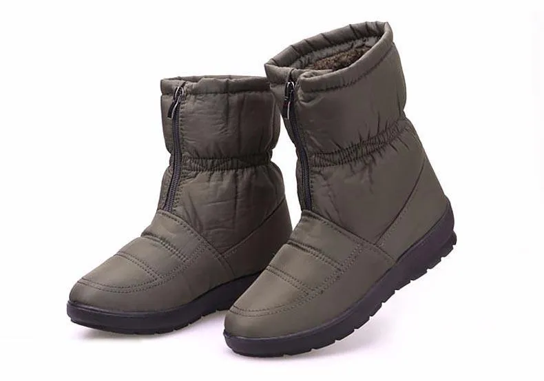 Waterproof fur lining snow boots anti-slip women's winter boots
