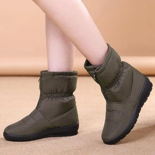 Waterproof fur lining snow boots anti-slip women's winter boots