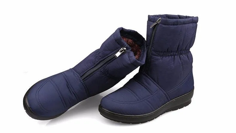 Waterproof fur lining snow boots anti-slip women's winter boots