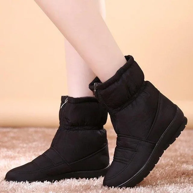 Waterproof fur lining snow boots anti-slip women's winter boots