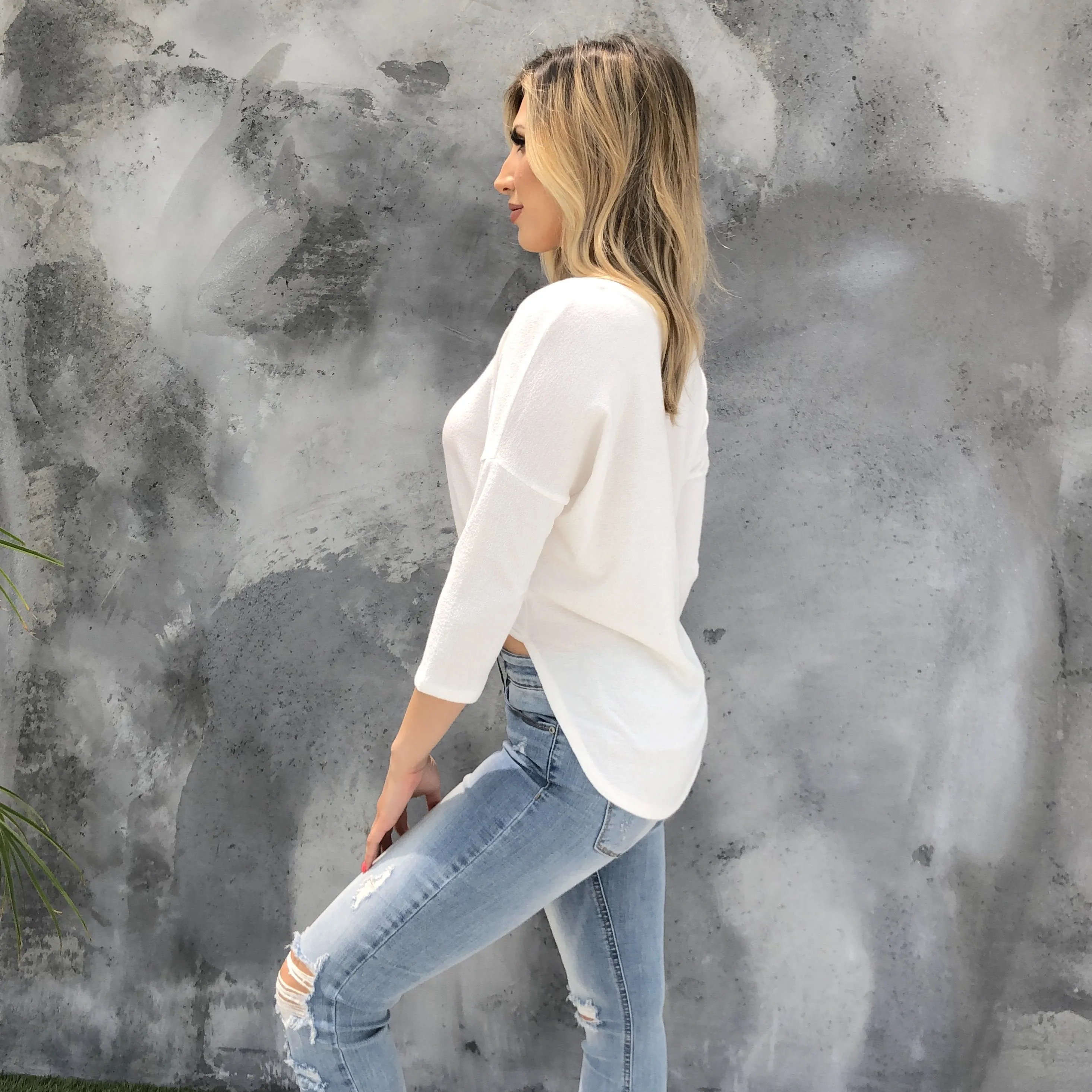 Well Rounded White Knit Top
