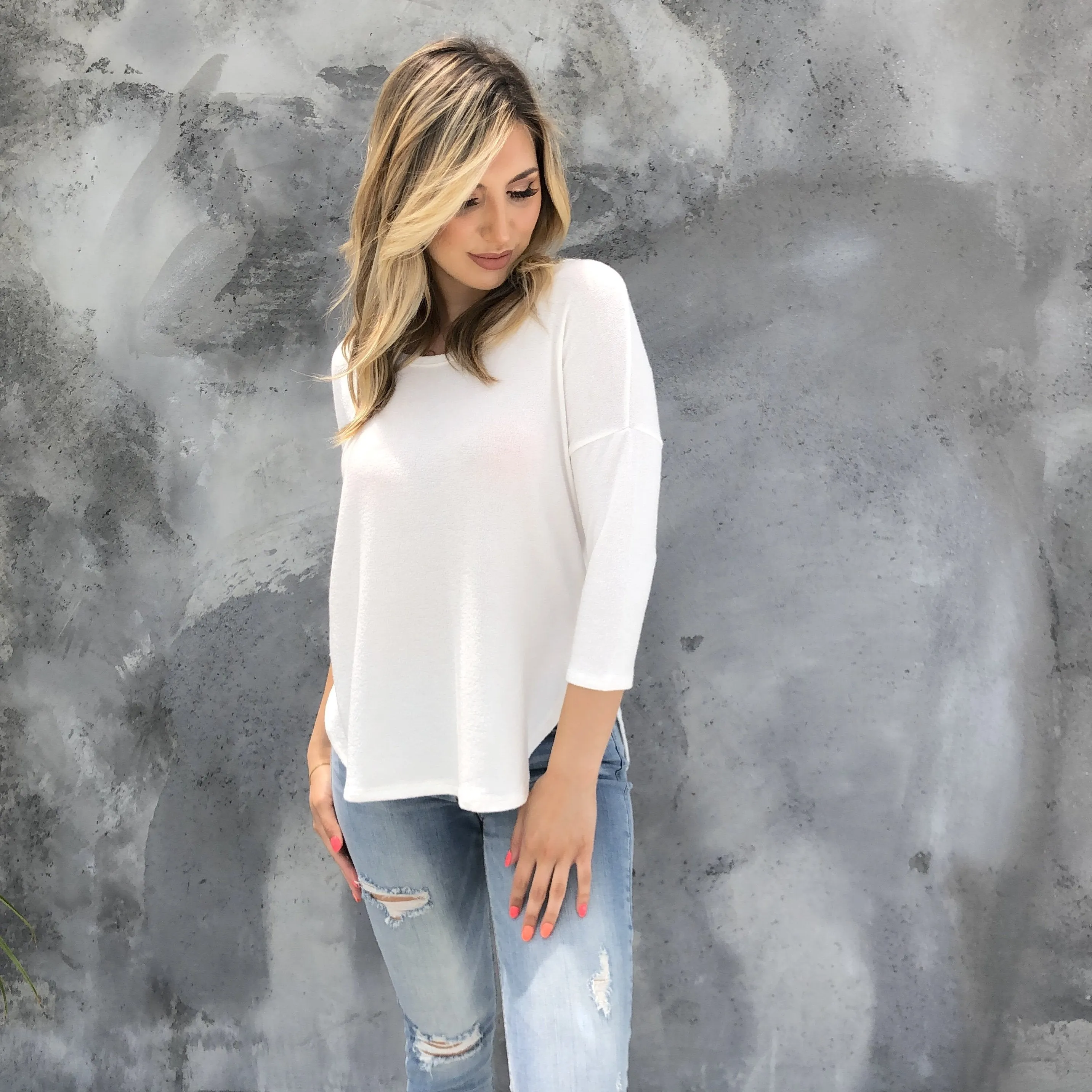 Well Rounded White Knit Top