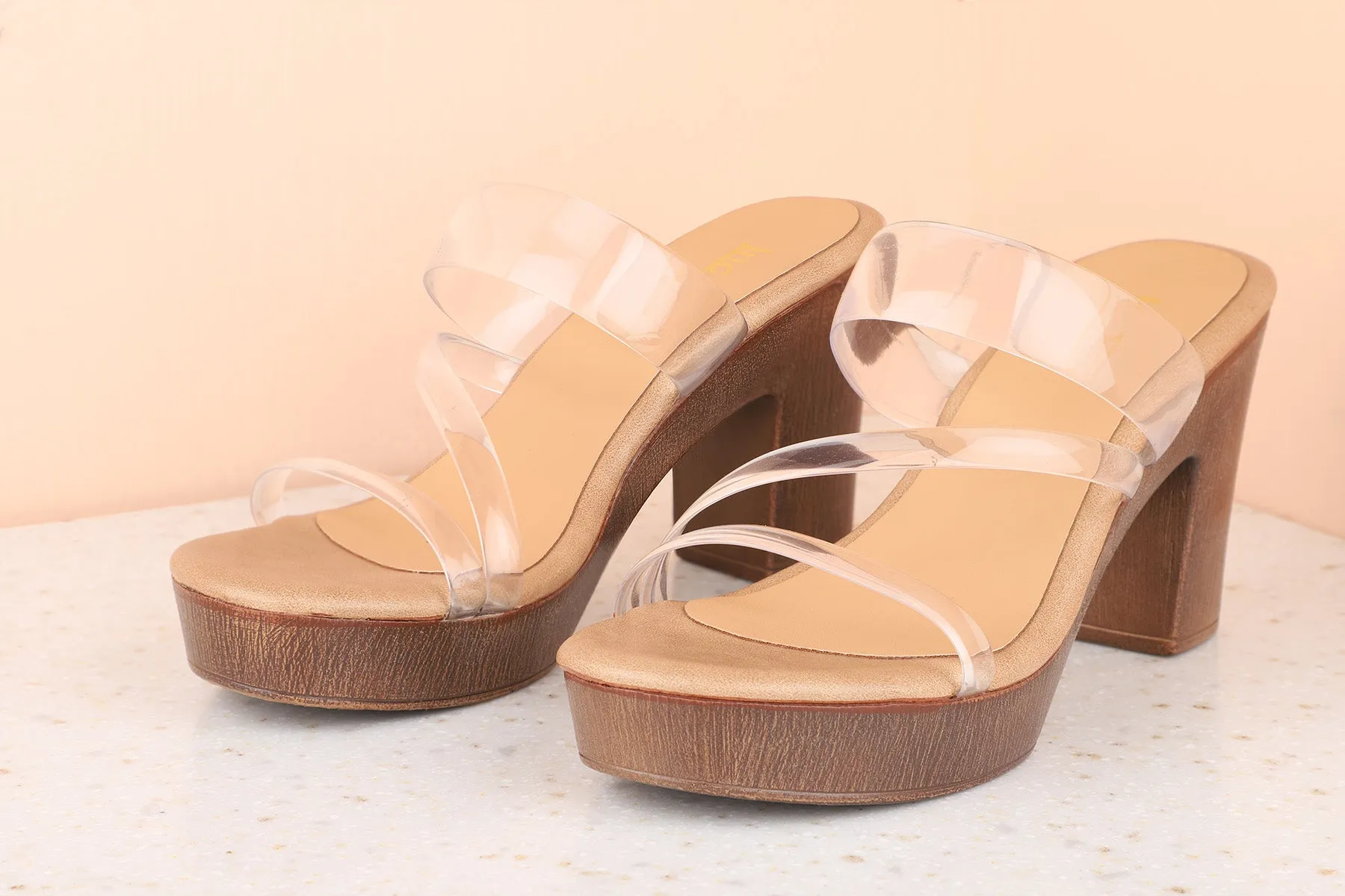 Women White Transparent Platform Heels
