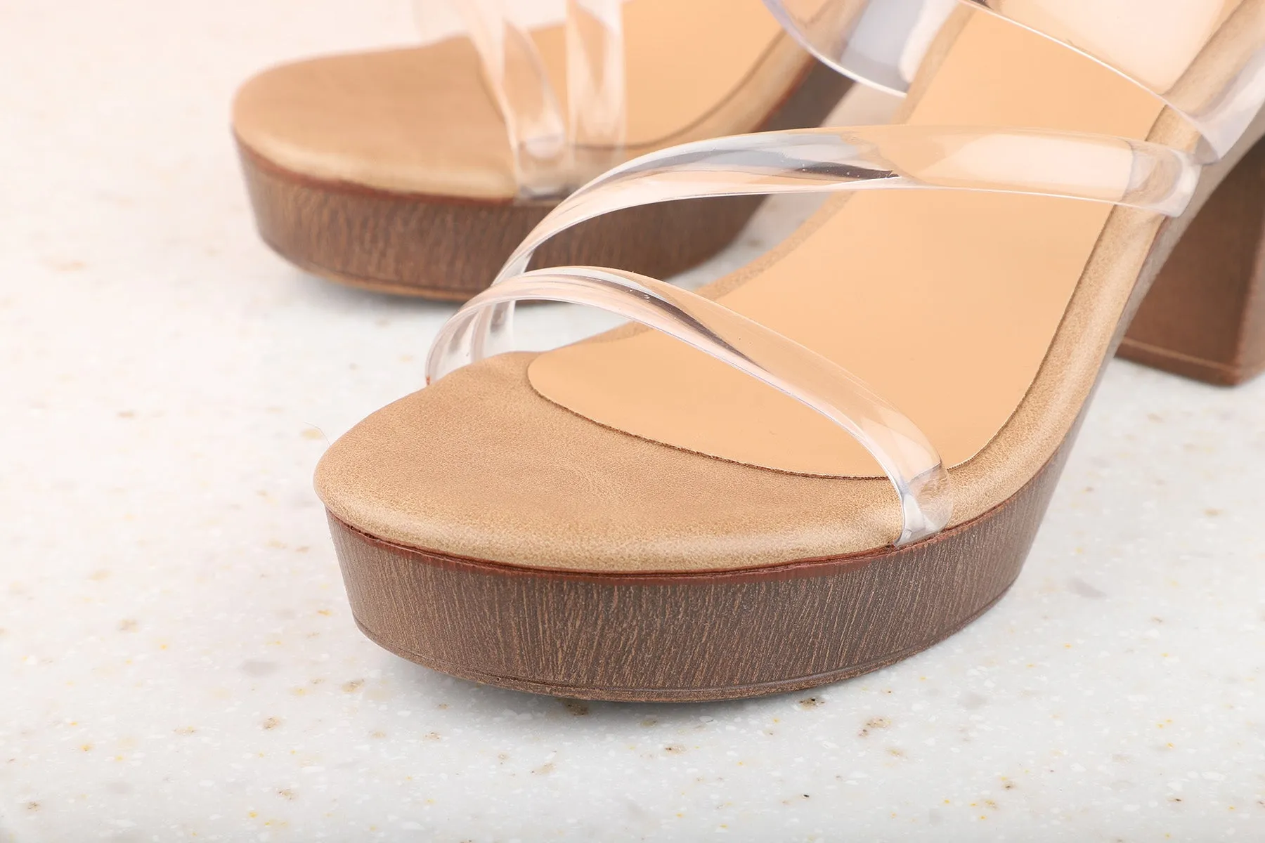 Women White Transparent Platform Heels