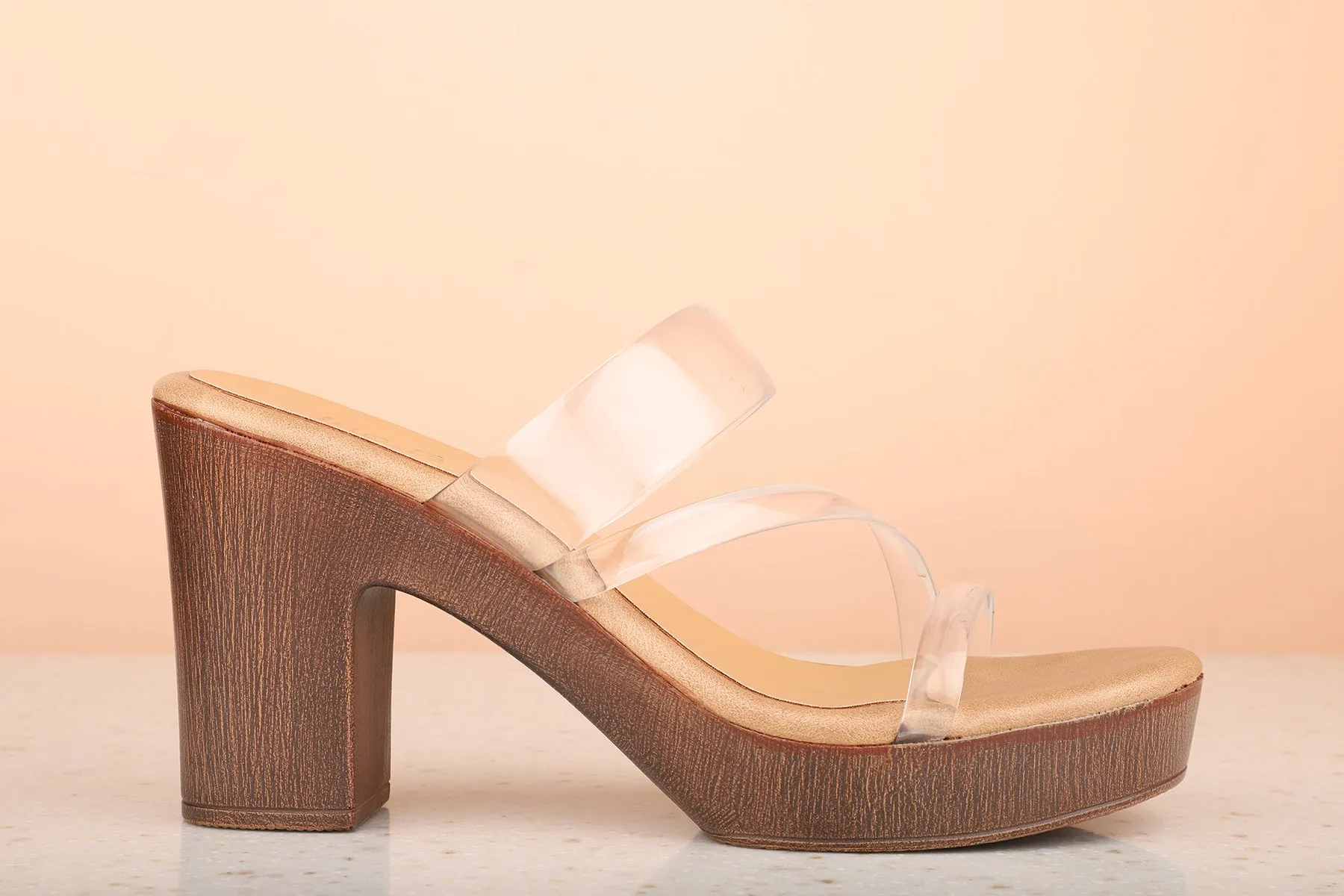 Women White Transparent Platform Heels