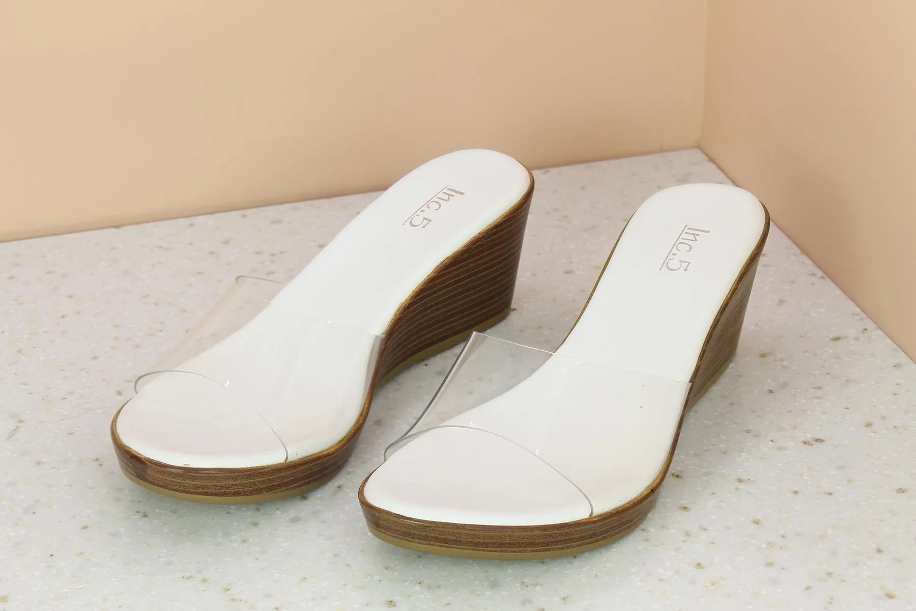 Women White Transparent Wedge Sandals