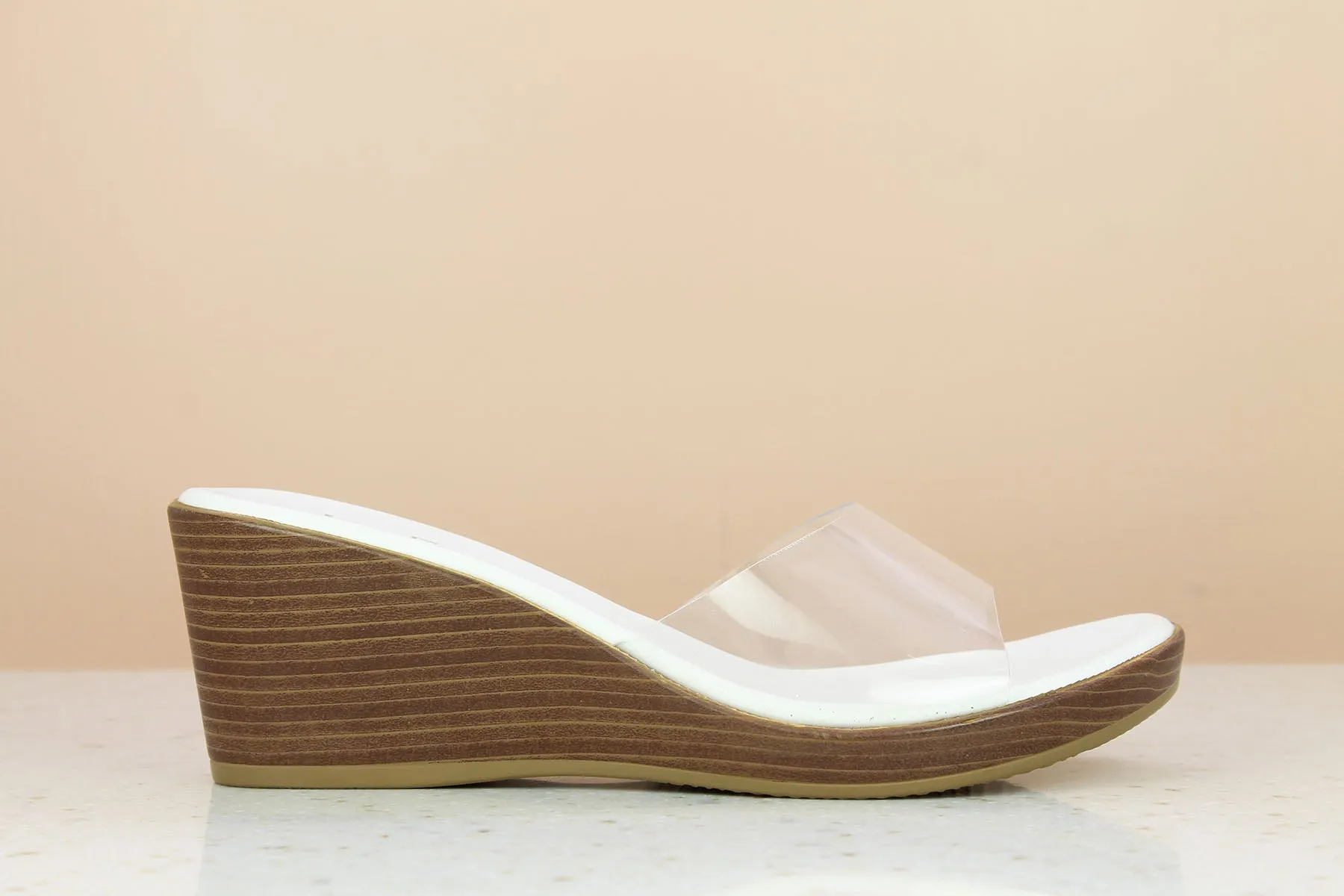Women White Transparent Wedge Sandals