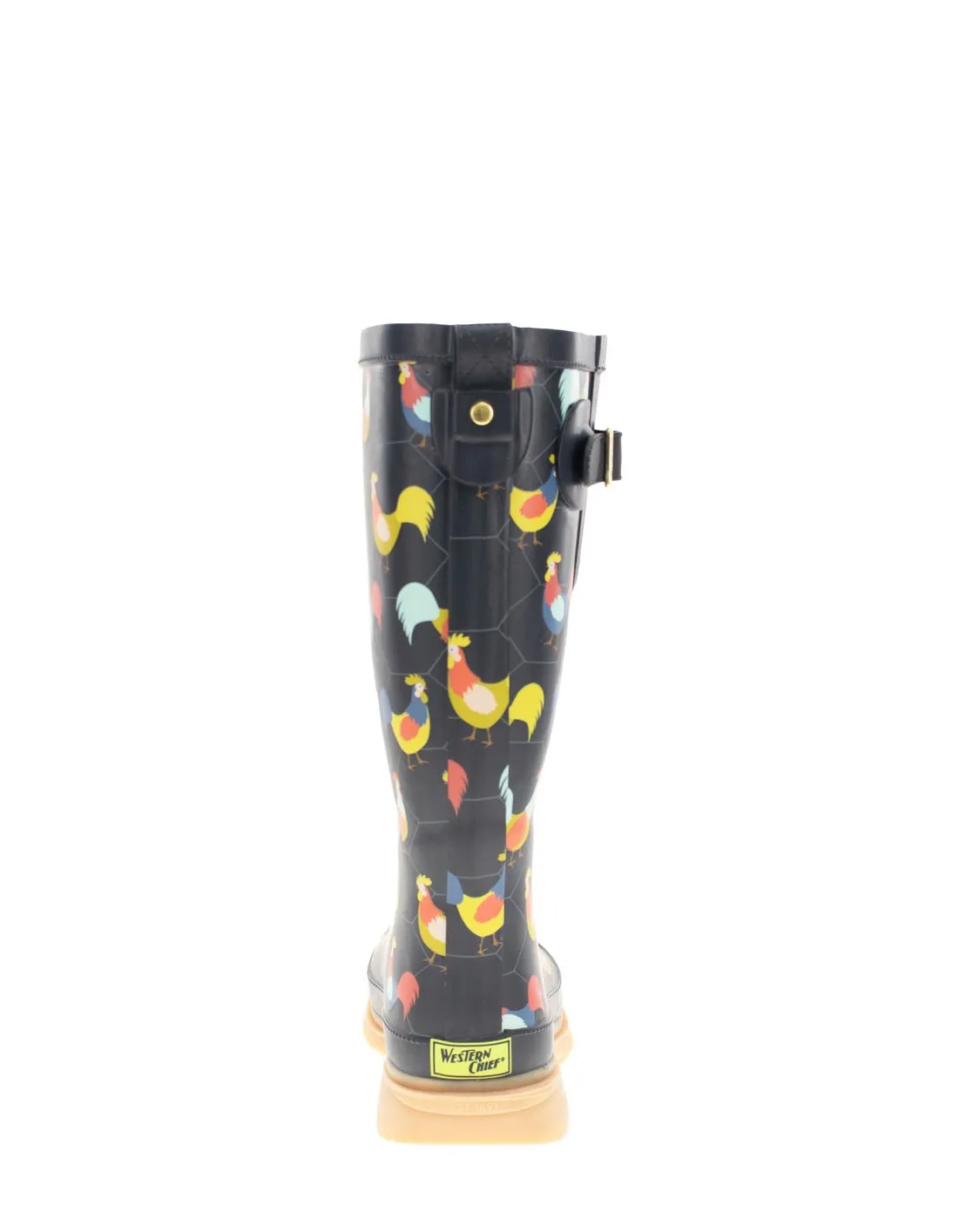 Women's Chicken Plaid Tall Rain Boot - Charcoal