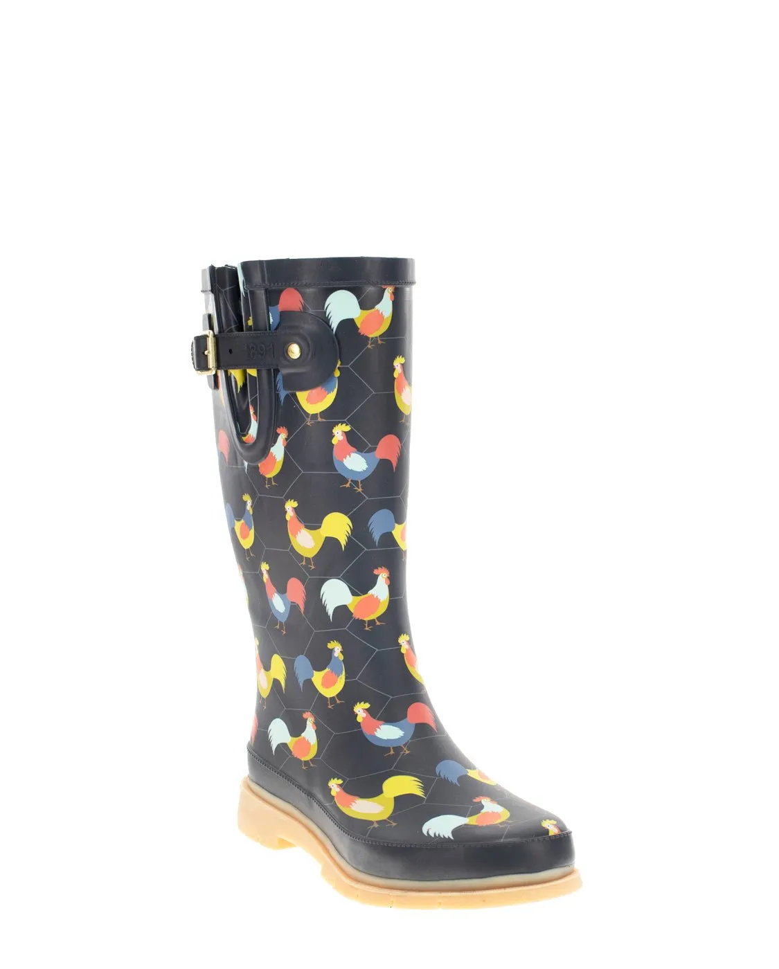 Women's Chicken Plaid Tall Rain Boot - Charcoal
