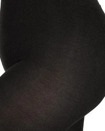 Women's Queen Size Extra Wide Basic Nylon Ribbed Tights | Black