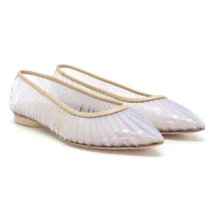 Women's Transparent Slip On Ballet Flat,Beige