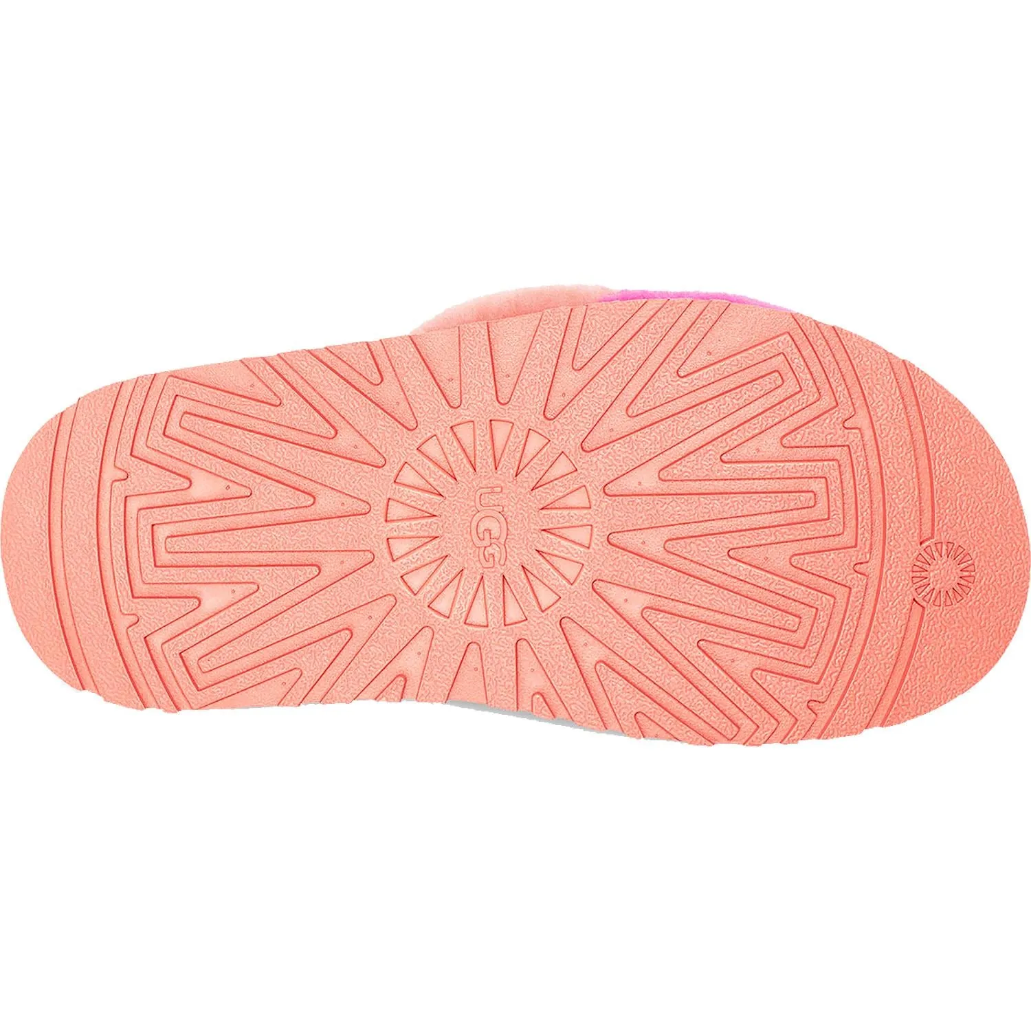Women's UGG Disco Checker Slide Vibrant Coral/Rock Rose Sheepskin
