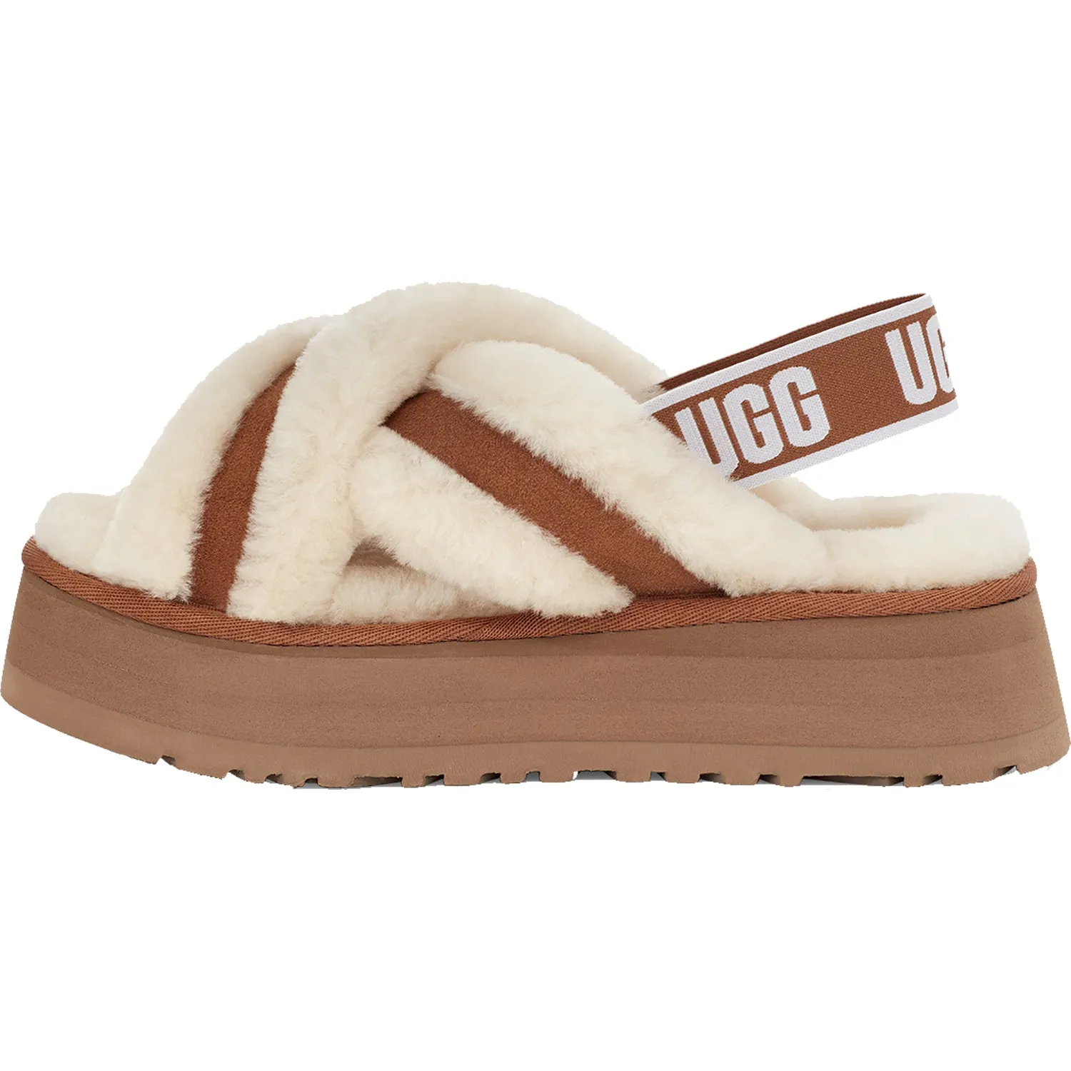 Women's UGG Disco Cross Slide Chestnut Sheepskin