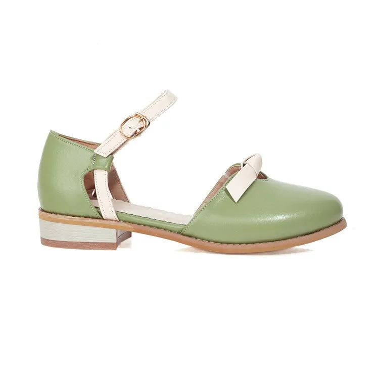 Women's's Lolita Round Toe Butterfly Knot Hollow Out Flat Sandals