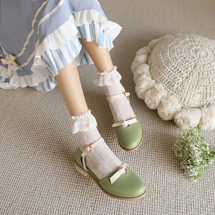 Women's's Lolita Round Toe Butterfly Knot Hollow Out Flat Sandals