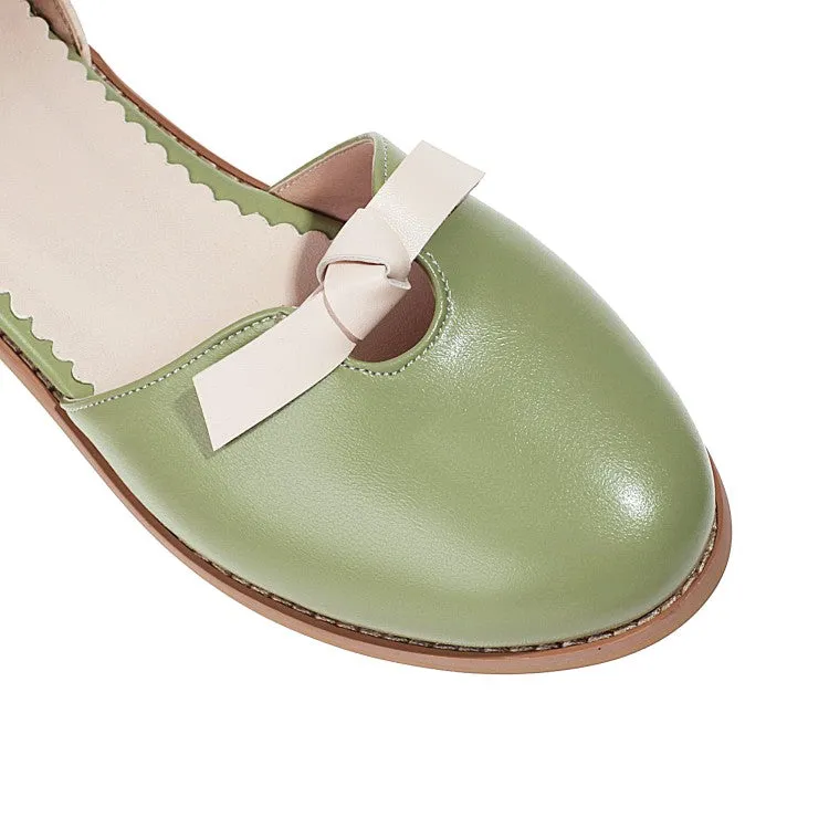 Women's's Lolita Round Toe Butterfly Knot Hollow Out Flat Sandals
