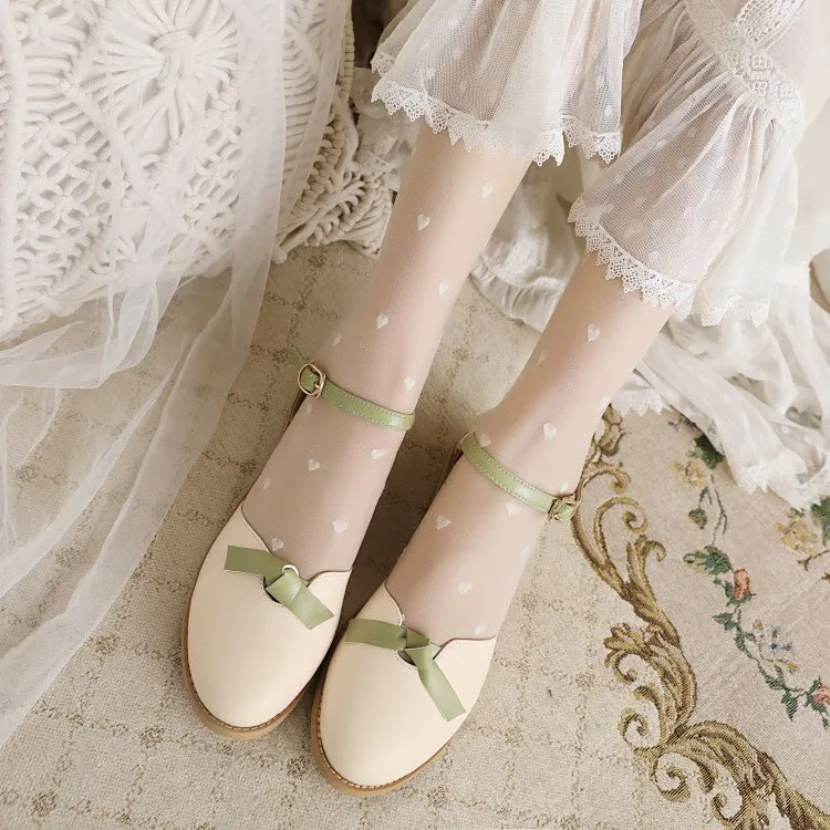 Women's's Lolita Round Toe Butterfly Knot Hollow Out Flat Sandals