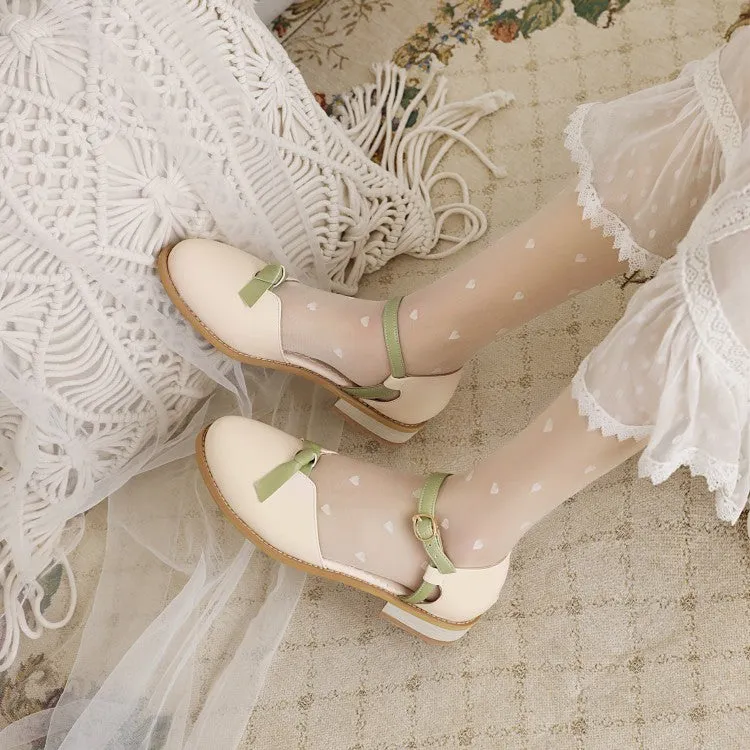 Women's's Lolita Round Toe Butterfly Knot Hollow Out Flat Sandals